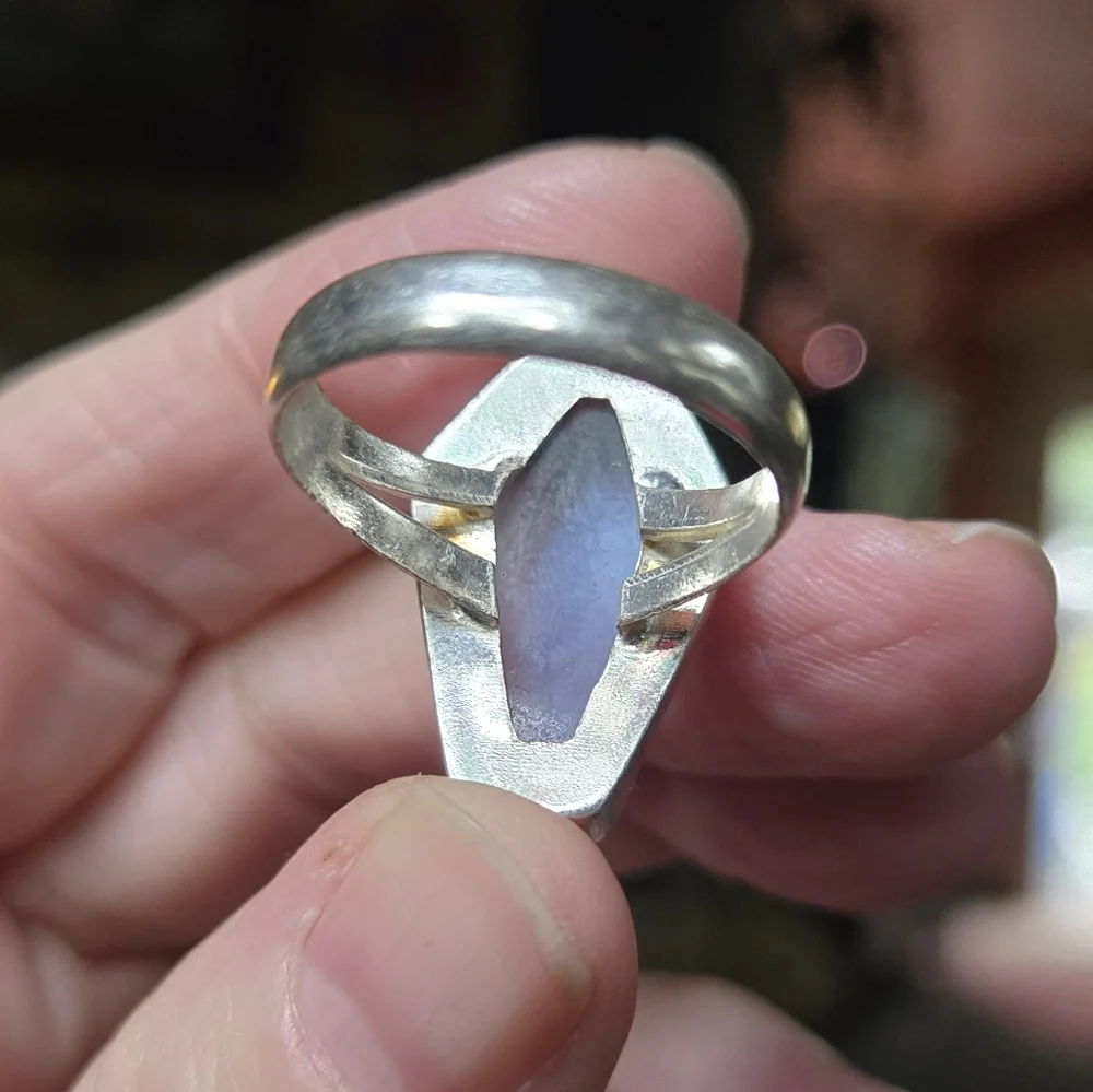 HOST PICK! 🎉🎊 Blue topaz Gemstone coffin sterling Ring sz9.5 - Picture 6 of 7